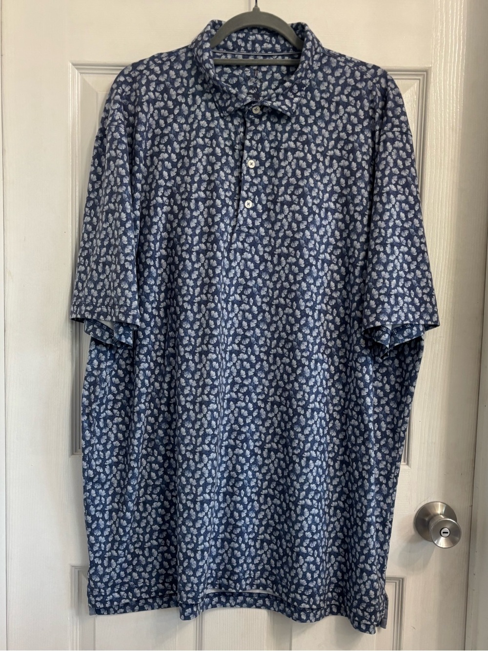 Johnnie-O Men's Navy Floral-Print Short Sleeve Polo Shirt XXL
